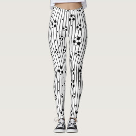 Schwarz-weiße Fußbälle Strickte Sporty Soccer Mama Leggings