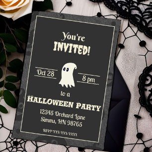 Schwarz-weiße Geister-Halloween-Party-Einladung Einladung