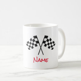 Schwarz-weiße gekreuzte Flaggen Auto Racing Sportf Kaffeetasse