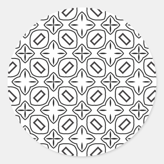 Schwarz-weiße Geometrie des Künstlers X 4 Runder Aufkleber (Vorderseite)