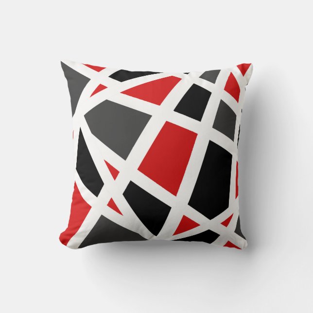 Schwarz-weiße Geometrie (Red Gray) 2 Kissen (Vorderseite)