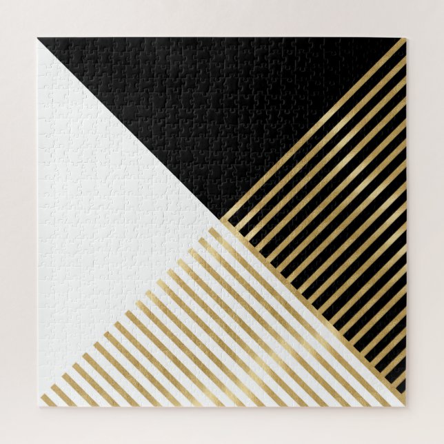Schwarz-weiße geometrische Goldränder Modernes Des (Vertikal)