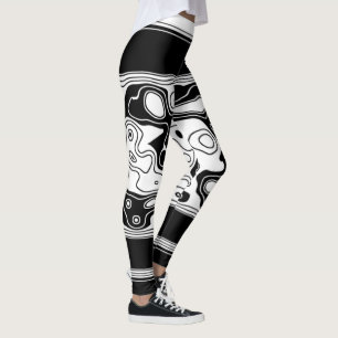 Schwarz-Weiße geometrische Kunst 1 Leggings