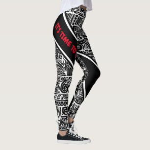 Schwarz-weiße geometrische Kunst 2 Leggings