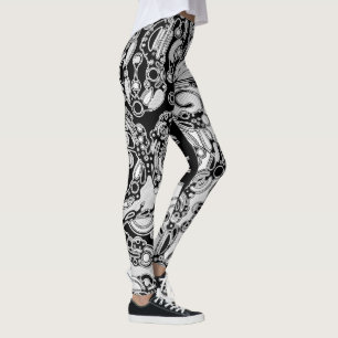 Schwarz-Weiße geometrische Kunst 3 Leggings