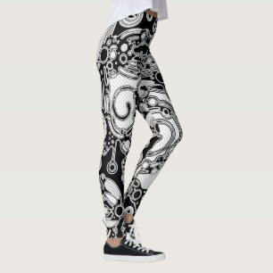 Schwarz-weiße geometrische Kunst 3 Leggings