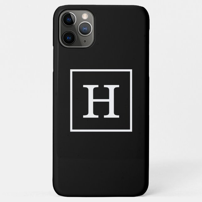 Schwarz-weiße Gerahmte Initialmonogramm Case-Mate iPhone Hülle (Rückseite)