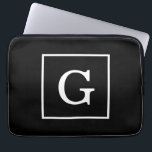 Schwarz-weiße Gerahmte Initialmonogramm Laptopschutzhülle<br><div class="desc">Schwarz-weißes Gerahmtes Initial Monogram Ein stylish schwarzer solider Hintergrund mit einem weißen gerahmten Bereich für Ihr Monogramm, Ihren Namen oder andere Texte. Sie können auch den Schriftart ändern, die Größe und Farbe des Schriftartes ändern, den Text verschieben usw. Wenn Sie dieses Design in anderen Farben möchten, schreiben Sie uns einfach...</div>