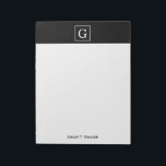 Schwarz-weiße Gerahmte Initialmonogramm Notizblock<br><div class="desc">Schwarz-weißes Gerahmtes Initial Monogram Ein stylish schwarzer solider Hintergrund mit einem weißen gerahmten Bereich für Ihr Monogramm, Ihren Namen oder andere Texte. Sie können auch den Schriftart ändern, die Größe und Farbe des Schriftartes ändern, den Text verschieben usw. Wenn Sie dieses Design in anderen Farben möchten, schreiben Sie uns einfach...</div>