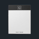 Schwarz-weiße Gerahmte Initialmonogramm Notizblock<br><div class="desc">Schwarz-weißes Gerahmtes Initial Monogram Ein stylish schwarzer solider Hintergrund mit einem weißen gerahmten Bereich für Ihr Monogramm, Ihren Namen oder andere Texte. Sie können auch den Schriftart ändern, die Größe und Farbe des Schriftartes ändern, den Text verschieben usw. Wenn Sie dieses Design in anderen Farben möchten, schreiben Sie uns einfach...</div>