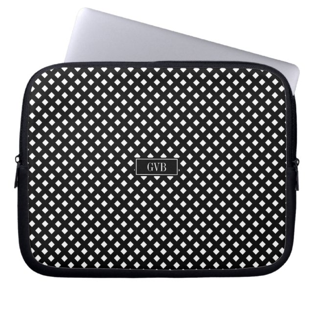 Schwarz-weiße Gingham-Laptop-Kasten-Hülse Laptopschutzhülle (Vorderseite)