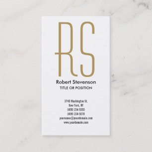 Schwarz-weiße Gold Monogram Business Card Visitenkarte