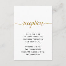 Schwarz-weiße Gold Script Minimal Hochzeitsempfehl