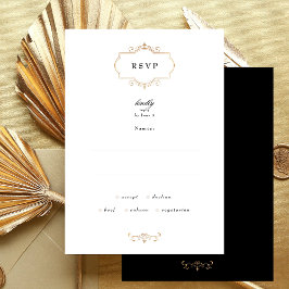 Schwarz-weiße Goldhochzeit RSVP Karte
