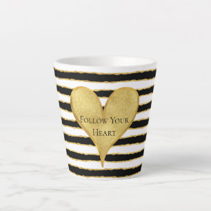 Schwarz-weiße Goldstreifen - Herzangebot Milchtasse