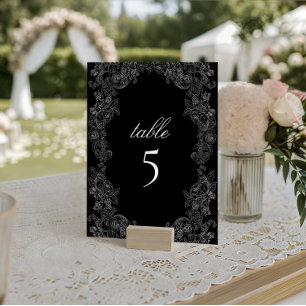 Schwarz-Weiße gotische Hochzeitstisch-Nummer