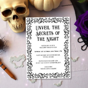 Schwarz-weiße gotische Typografie Halloween Einladung