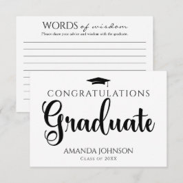Schwarz-weiße Graduate Words of Wisdom Abschluss Begleitkarte