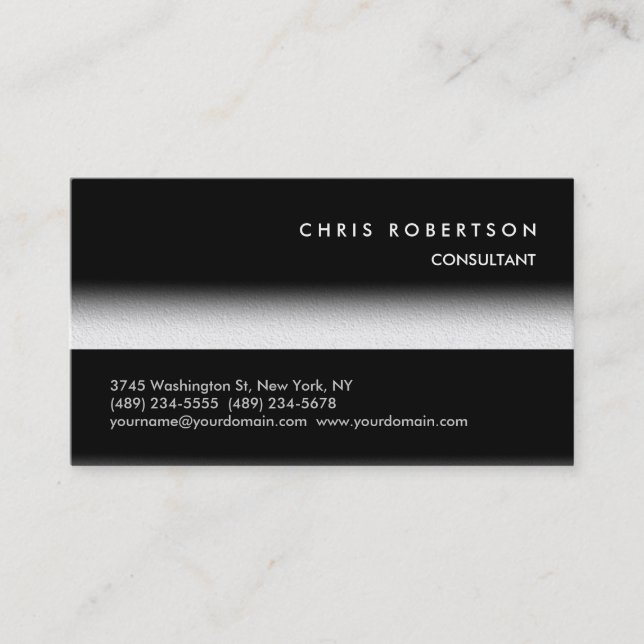 Schwarz-weiße Grau Trendy Charming Business Card Visitenkarte (Vorderseite)