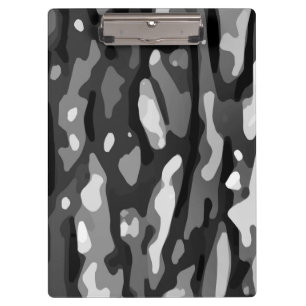 Schwarz-weiße Graue Camouflage Abstraktes Muster Klemmbrett