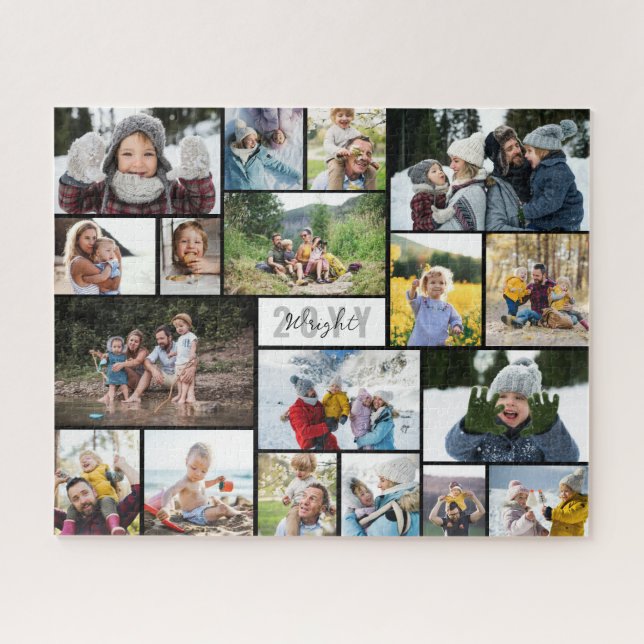 Schwarz-weiße graue Jahresfamilie Name 18 FotoColl (Horizontal)