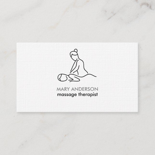Schwarz-weiße graue Massage Therapie Masseuse Well Visitenkarte (Vorderseite)