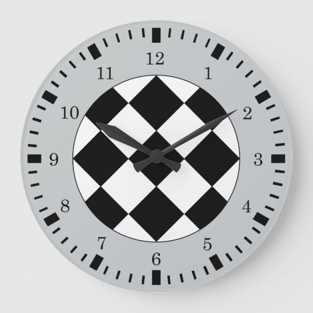 Schwarz-weiße Graue Racing Theme Wall Uhr (Vorderseite)