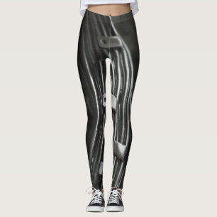 Schwarz-weiße Graumetallindustrie Leggings