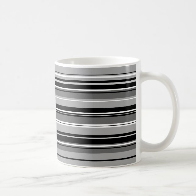 Schwarz-weiße Graustufen mit gemischtem Streifenmu Kaffeetasse (Rechts)