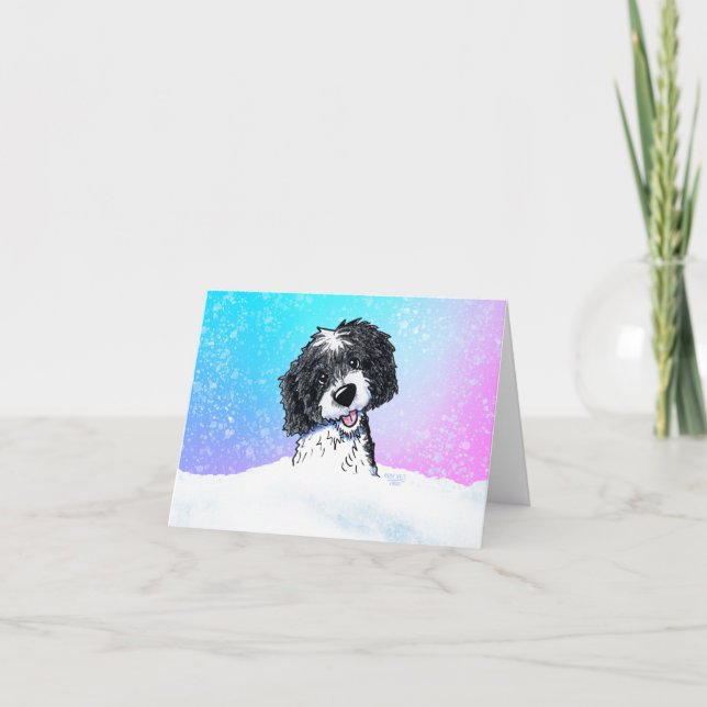Schwarz-weiße Greeting Card mit Doodle-Motiv Karte (Vorderseite)