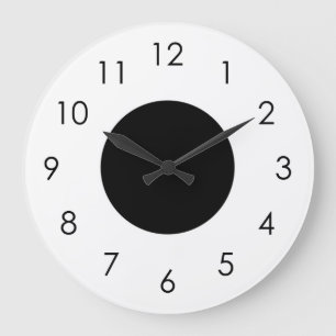 Schwarz-weiße große schwarze Zahlenhalterung Wanduhr