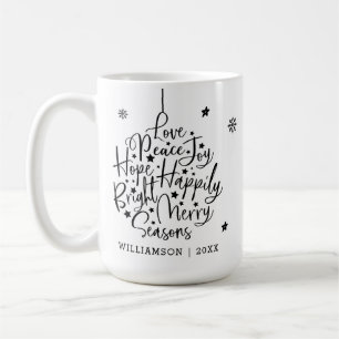 Schwarz-weiße Gruß-Typografie-Feiertags-Verzierung Kaffeetasse