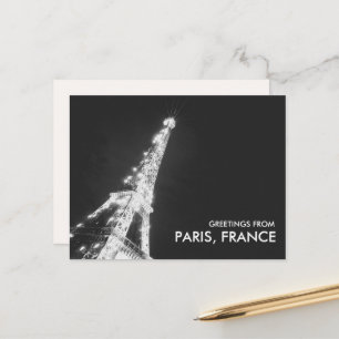 Schwarz-Weiße Grüße vom Eiffelturm in Paris Postkarte