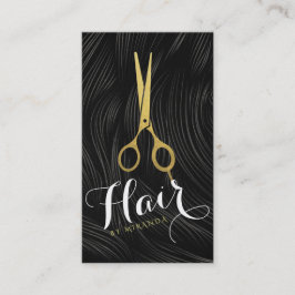 Schwarz-weiße Haare Muster Gold Schere Haarstyler Terminkarte