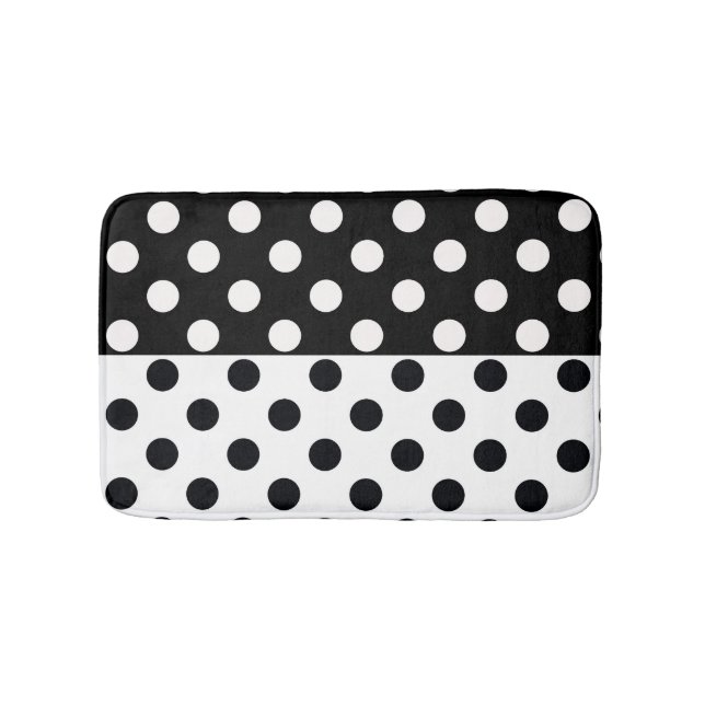 Schwarz-weiße halbe Farbtrennung inverse Polka-Pun Badematte (Vorderseite)