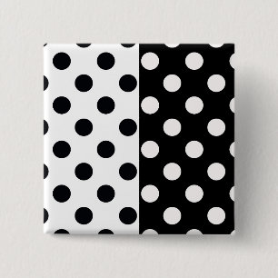 Schwarz-weiße halbe Farbtrennung inverse Polka-Pun Button