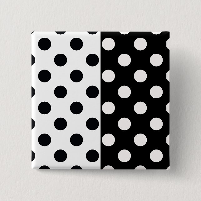 Schwarz-weiße halbe Farbtrennung inverse Polka-Pun Button (Vorderseite)