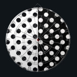 Schwarz-weiße halbe Farbtrennung inverse Polka-Pun Dartscheibe<br><div class="desc">Schwarz und Weiß zwei Farben in der Mitte Inverse Stil Polka-Punkte Muster Design. #Punkte</div>