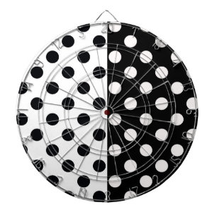 Schwarz-weiße halbe Farbtrennung inverse Polka-Pun Dartscheibe