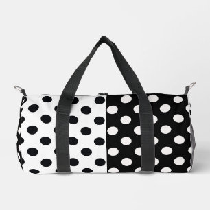 Schwarz-weiße halbe Farbtrennung inverse Polka-Pun Duffle Bag