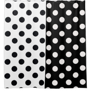Schwarz-weiße halbe Farbtrennung inverse Polka-Pun Duschvorhang