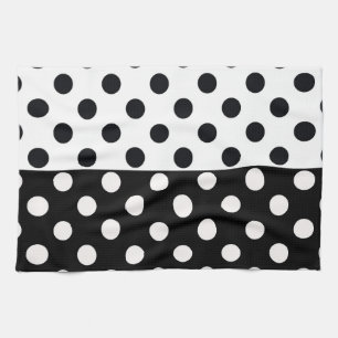 Schwarz-weiße halbe Farbtrennung inverse Polka-Pun Geschirrtuch