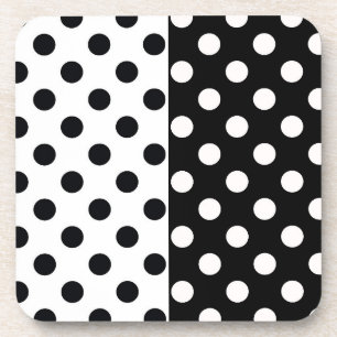 Schwarz-weiße halbe Farbtrennung inverse Polka-Pun Getränkeuntersetzer