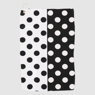 Schwarz-weiße halbe Farbtrennung inverse Polka-Pun Golfhandtuch