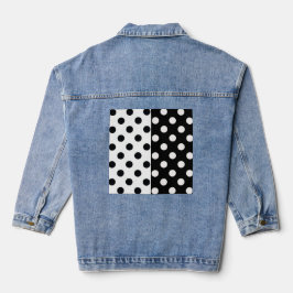 Schwarz-weiße halbe Farbtrennung inverse Polka-Pun Jeansjacke