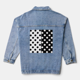 Schwarz-weiße halbe Farbtrennung inverse Polka-Pun Jeansjacke