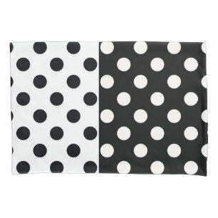 Schwarz-weiße halbe Farbtrennung inverse Polka-Pun Kissenbezug