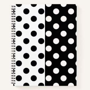 Schwarz-weiße halbe Farbtrennung inverse Polka-Pun Notizbuch