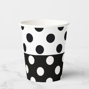 Schwarz-weiße halbe Farbtrennung inverse Polka-Pun Pappbecher