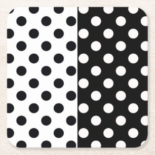 Schwarz-weiße halbe Farbtrennung inverse Polka-Pun Rechteckiger Pappuntersetzer
